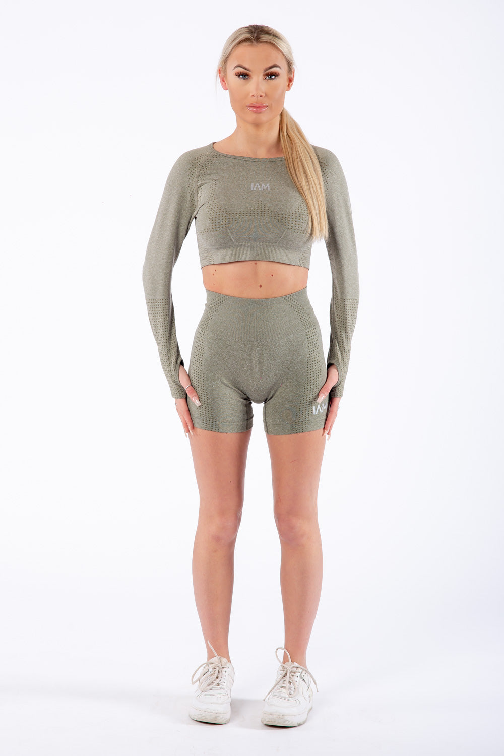 Long Sleeve Seamless Crop Top - Khaki – IAM Clothing